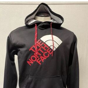 The North Face Mens Black / Red Front Pocket Long Sleeve Pullover Hoodie Medium